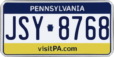 PA license plate JSY8768
