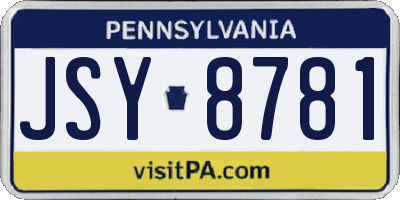PA license plate JSY8781