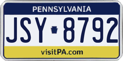 PA license plate JSY8792