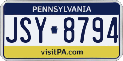 PA license plate JSY8794