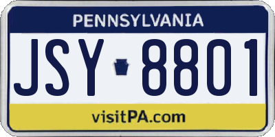 PA license plate JSY8801