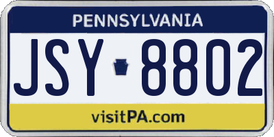 PA license plate JSY8802
