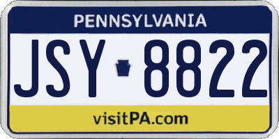 PA license plate JSY8822