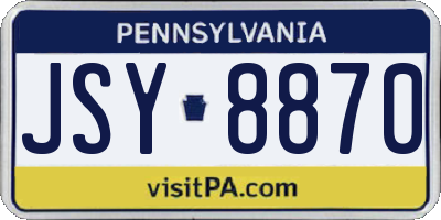 PA license plate JSY8870