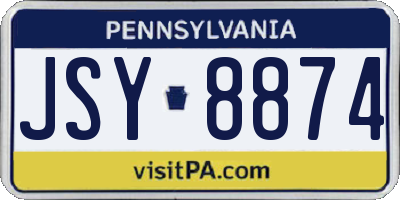 PA license plate JSY8874