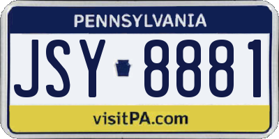 PA license plate JSY8881