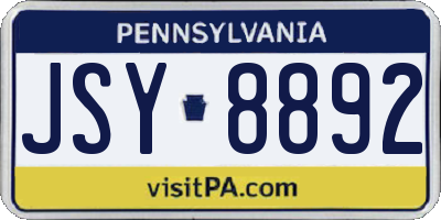 PA license plate JSY8892