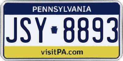 PA license plate JSY8893