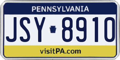 PA license plate JSY8910