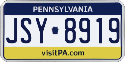 PA license plate JSY8919