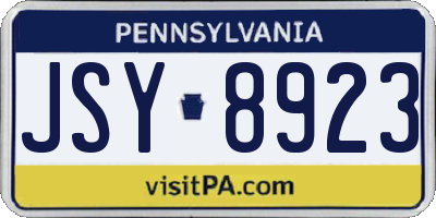 PA license plate JSY8923