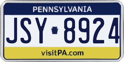 PA license plate JSY8924