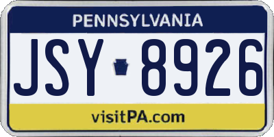 PA license plate JSY8926