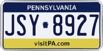 PA license plate JSY8927