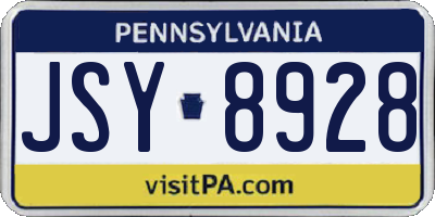 PA license plate JSY8928