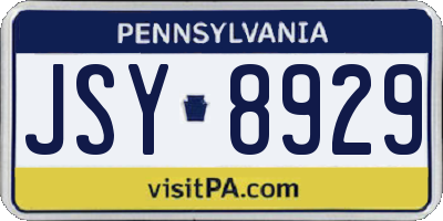 PA license plate JSY8929