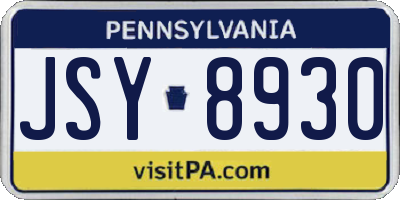 PA license plate JSY8930