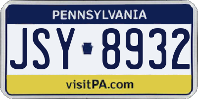 PA license plate JSY8932