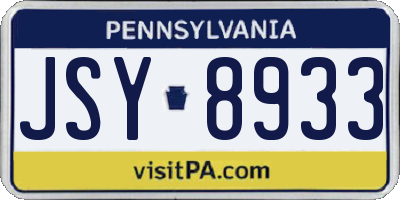 PA license plate JSY8933