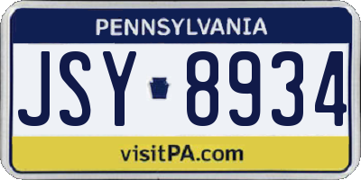 PA license plate JSY8934