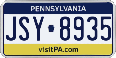 PA license plate JSY8935