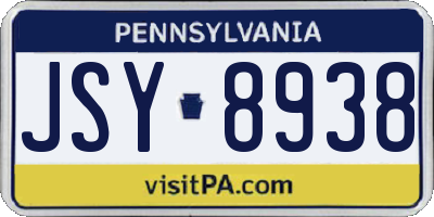 PA license plate JSY8938