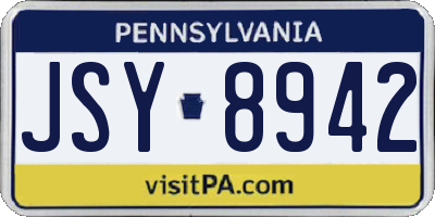 PA license plate JSY8942