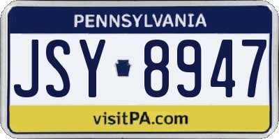 PA license plate JSY8947