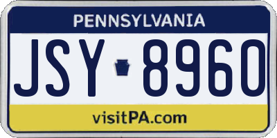 PA license plate JSY8960