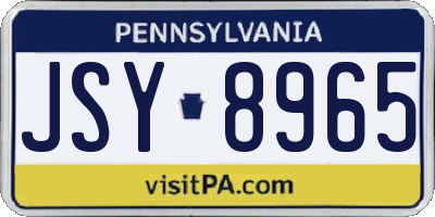 PA license plate JSY8965