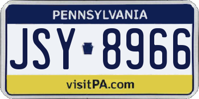 PA license plate JSY8966