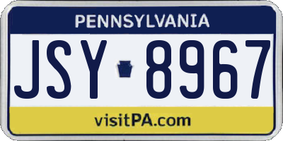 PA license plate JSY8967
