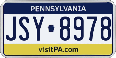 PA license plate JSY8978