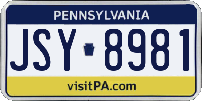 PA license plate JSY8981
