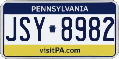 PA license plate JSY8982