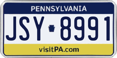 PA license plate JSY8991