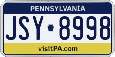 PA license plate JSY8998
