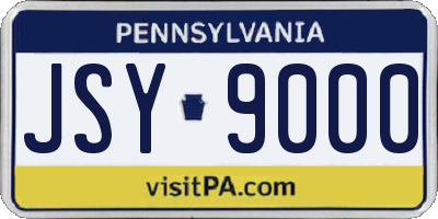 PA license plate JSY9000