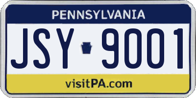 PA license plate JSY9001