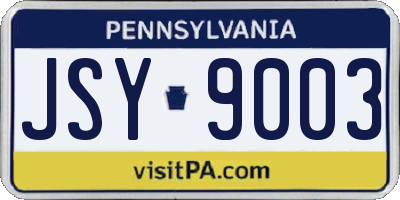 PA license plate JSY9003