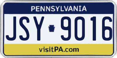 PA license plate JSY9016