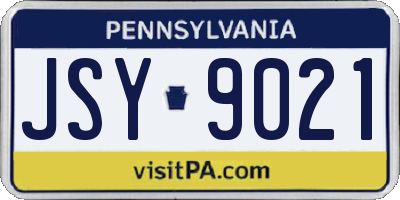 PA license plate JSY9021