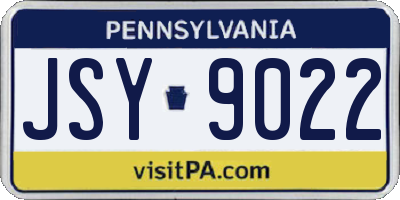 PA license plate JSY9022