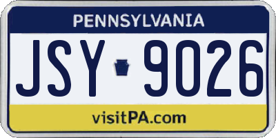 PA license plate JSY9026
