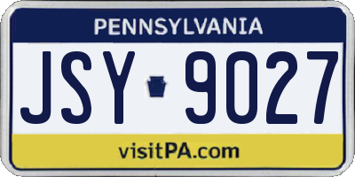 PA license plate JSY9027