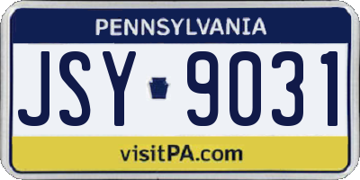 PA license plate JSY9031