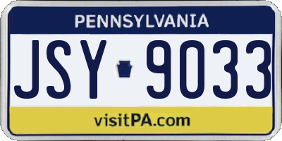 PA license plate JSY9033