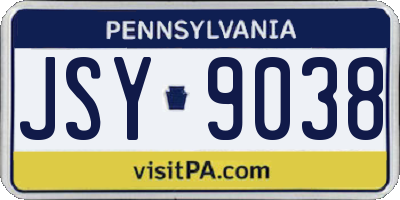 PA license plate JSY9038