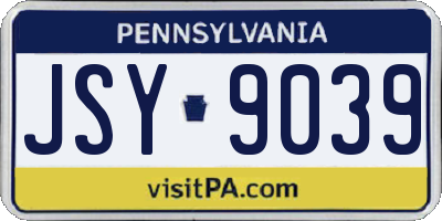 PA license plate JSY9039