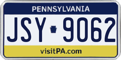PA license plate JSY9062